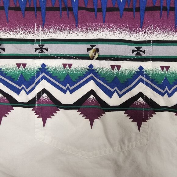 Vintage Alamosa Shirt XL 90s Brushpopper Style Aztec Western Cowboy Heavyweight - Picture 8 of 15